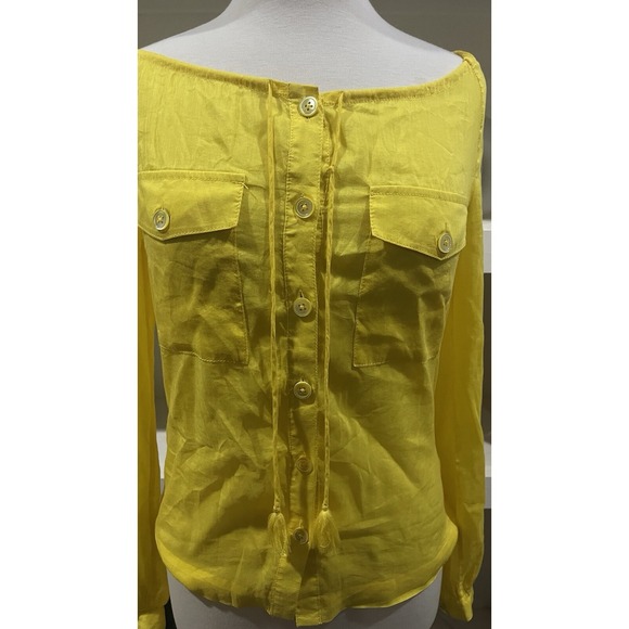 Tory Burch Blouse Womens Size 0 Yellow Designer Top Lightweight Casual Chic - Picture 2 of 5